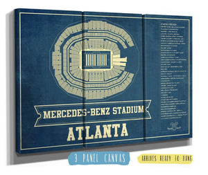 36" x 24" / 3 Panel Canvas Wrap Cutler West Atlanta Falcons - Mercedes-Benz Stadium - Vintage Football Print