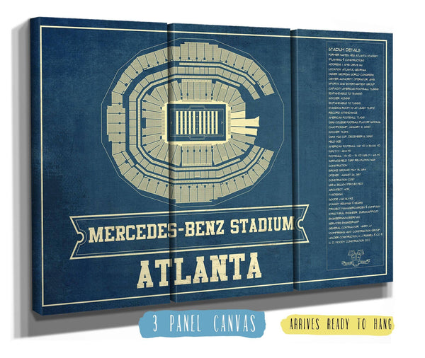 36" x 24" / 3 Panel Canvas Wrap Cutler West Atlanta Falcons - Mercedes-Benz Stadium - Vintage Football Print