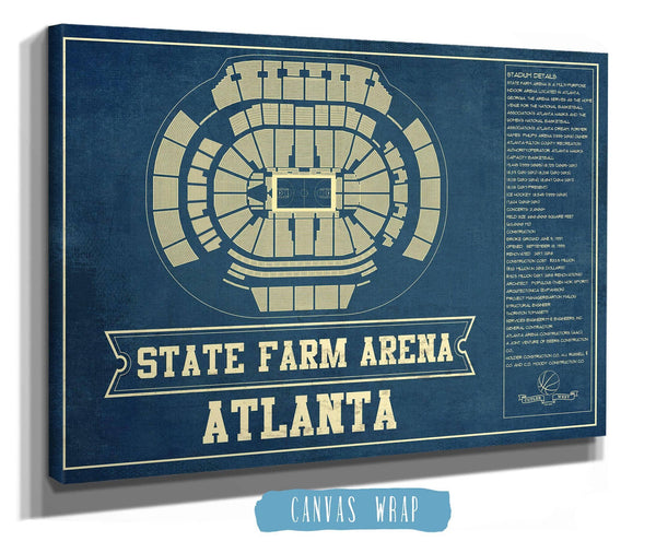 Cutler West Atlanta Hawks - State Farm Arena Vintage Basketball Blueprint NBA Print