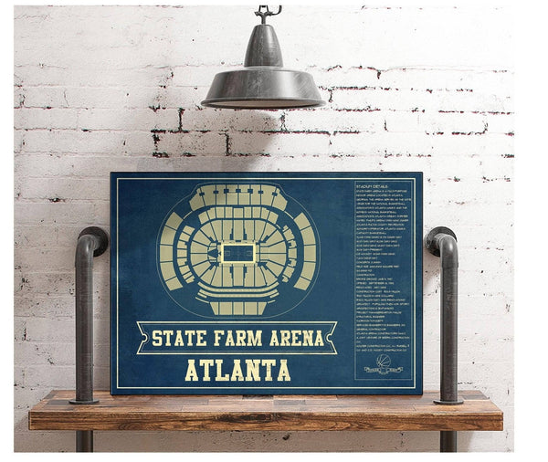 Cutler West Atlanta Hawks - State Farm Arena Vintage Basketball Blueprint NBA Print