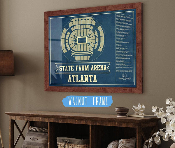 Cutler West Atlanta Hawks - State Farm Arena Vintage Basketball Blueprint NBA Print
