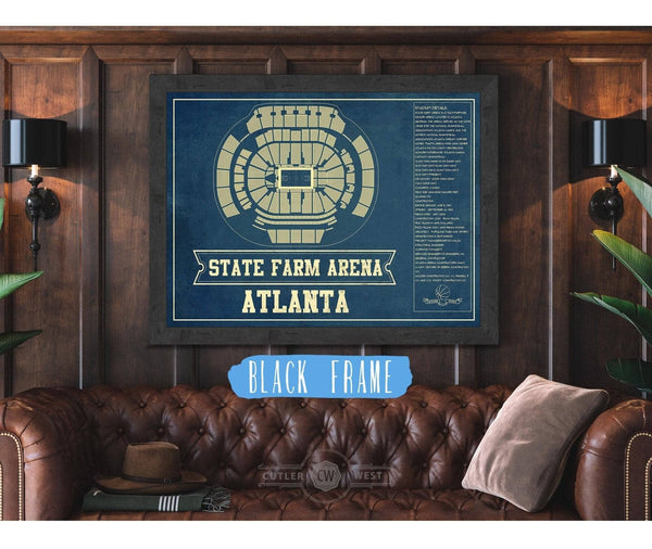 Cutler West Atlanta Hawks - State Farm Arena Vintage Basketball Blueprint NBA Print