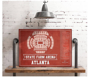 Cutler West Atlanta Hawks - State Farm Arena Vintage Basketball Blueprint NBA Print