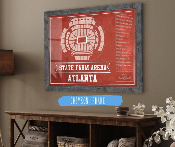 Cutler West Atlanta Hawks - State Farm Arena Vintage Basketball Blueprint NBA Print