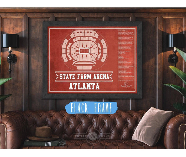 Cutler West Atlanta Hawks - State Farm Arena Vintage Basketball Blueprint NBA Print