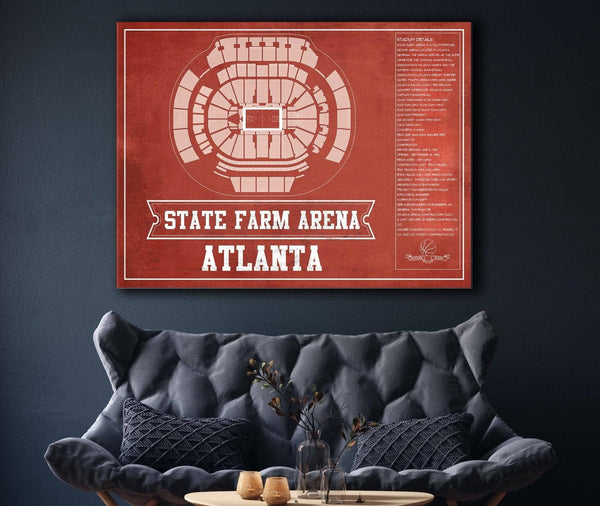 Cutler West Atlanta Hawks - State Farm Arena Vintage Basketball Blueprint NBA Print