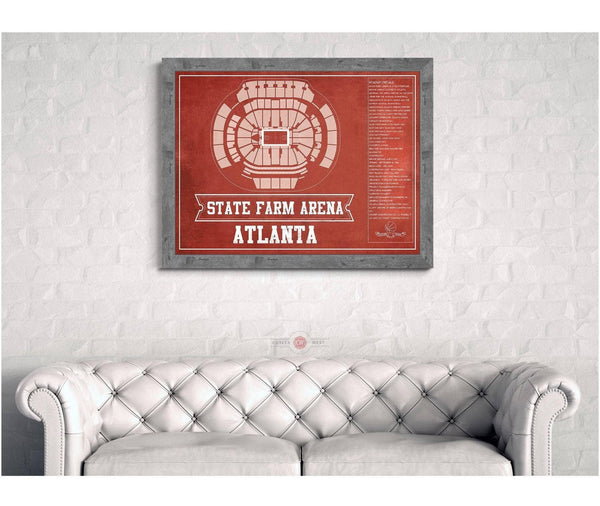 Cutler West Atlanta Hawks - State Farm Arena Vintage Basketball Blueprint NBA Print
