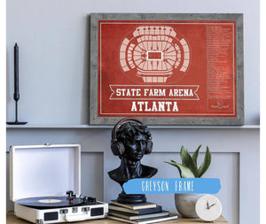 Cutler West Atlanta Hawks - State Farm Arena Vintage Basketball Blueprint NBA Print