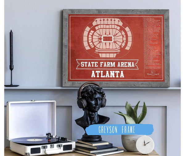 Cutler West Atlanta Hawks - State Farm Arena Vintage Basketball Blueprint NBA Print