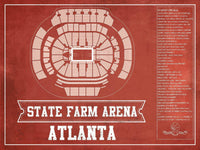 Cutler West Basketball Collection 14" x 11" / Unframed Atlanta Hawks - State Farm Arena Vintage Basketball Blueprint NBA Print 660984178-TEAM_75639