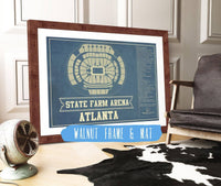 Cutler West Basketball Collection 14" x 11" / Walnut Frame Mat Atlanta Hawks - State Farm Arena Vintage Basketball Blueprint NBA Print 660984178_75709