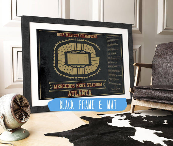 20" x 16" / Black Frame & Mat Cutler West Atlanta United F.C. - Mercedes-Benz Stadium Stadium Vintage Soccer Print