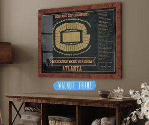 20" x 16" / Walnut Frame Cutler West Atlanta United F.C. - Mercedes-Benz Stadium Stadium Vintage Soccer Print