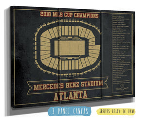 36" x 24" / 3 Panel Canvas Wrap Cutler West Atlanta United F.C. - Mercedes-Benz Stadium Stadium Vintage Soccer Print