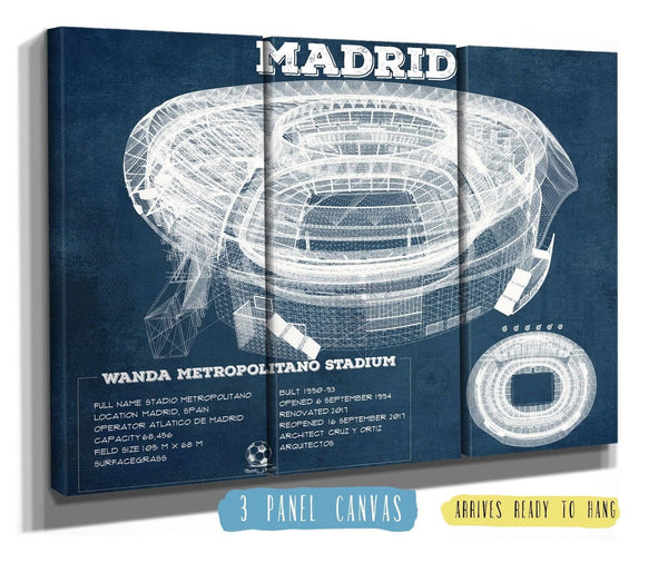 36" x 24" / 3 Panel Canvas Wrap Cutler West Atlético Madrid FC Wanda Metropolitano Stadium Soccer Print