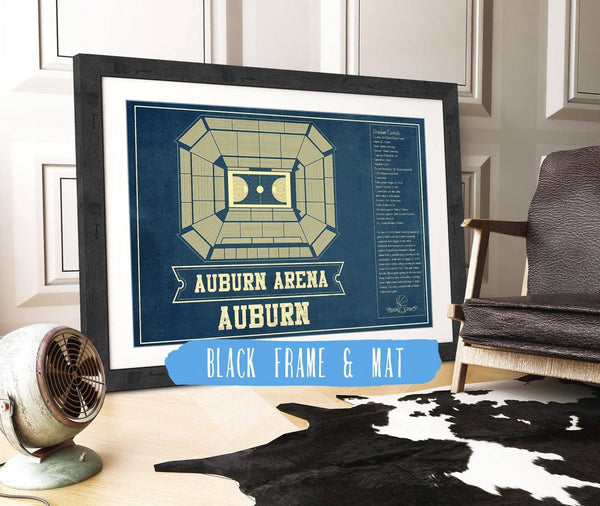 20" x 16" / Black Frame & Mat Cutler West Auburn Tigers - Auburn Arena Vintage Blueprint