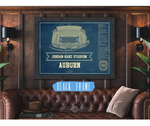 Cutler West Auburn Tigers - Jordan-Hare Vintage Stadium Blueprint Art Print