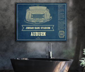 Cutler West Auburn Tigers - Jordan-Hare Vintage Stadium Blueprint Art Print