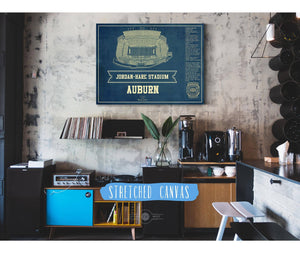 Cutler West Auburn Tigers - Jordan-Hare Vintage Stadium Blueprint Art Print