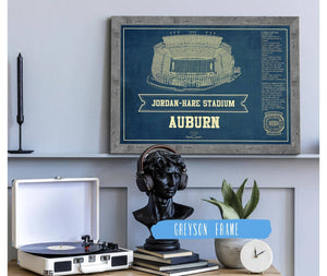 Cutler West Auburn Tigers - Jordan-Hare Vintage Stadium Blueprint Art Print
