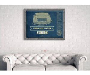 Cutler West Auburn Tigers - Jordan-Hare Vintage Stadium Blueprint Art Print