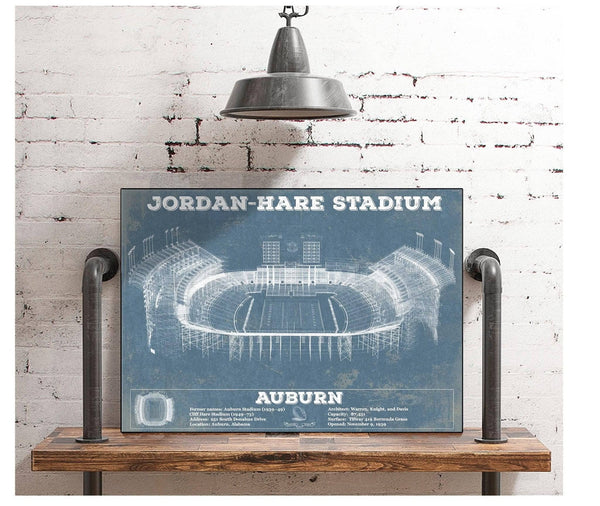 Cutler West Auburn Tigers - Jordan-Hare Vintage Stadium Blueprint
