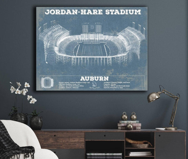 Cutler West Auburn Tigers - Jordan-Hare Vintage Stadium Blueprint