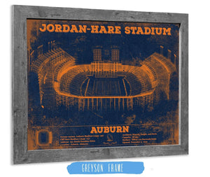 14" x 11" / Greyson Frame Cutler West Auburn Tigers Jordan Hare Vintage Stadium Blueprint