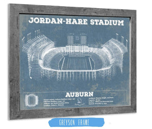 14" x 11" / Greyson Frame Cutler West Auburn Tigers - Jordan-Hare Vintage Stadium Blueprint