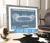 Cutler West College Football Collection 14" x 11" / Greyson Frame & Mat Auburn Tigers - Jordan-Hare Vintage Stadium Blueprint 845000160_51517