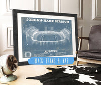Cutler West College Football Collection 14" x 11" / Black Frame & Mat Auburn Tigers - Jordan-Hare Vintage Stadium Blueprint 845000160_51511