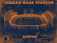 Cutler West Best Selling Collection 14" x 11" / Unframed Auburn Tigers Jordan Hare Vintage Stadium Blueprint 933350145_36131