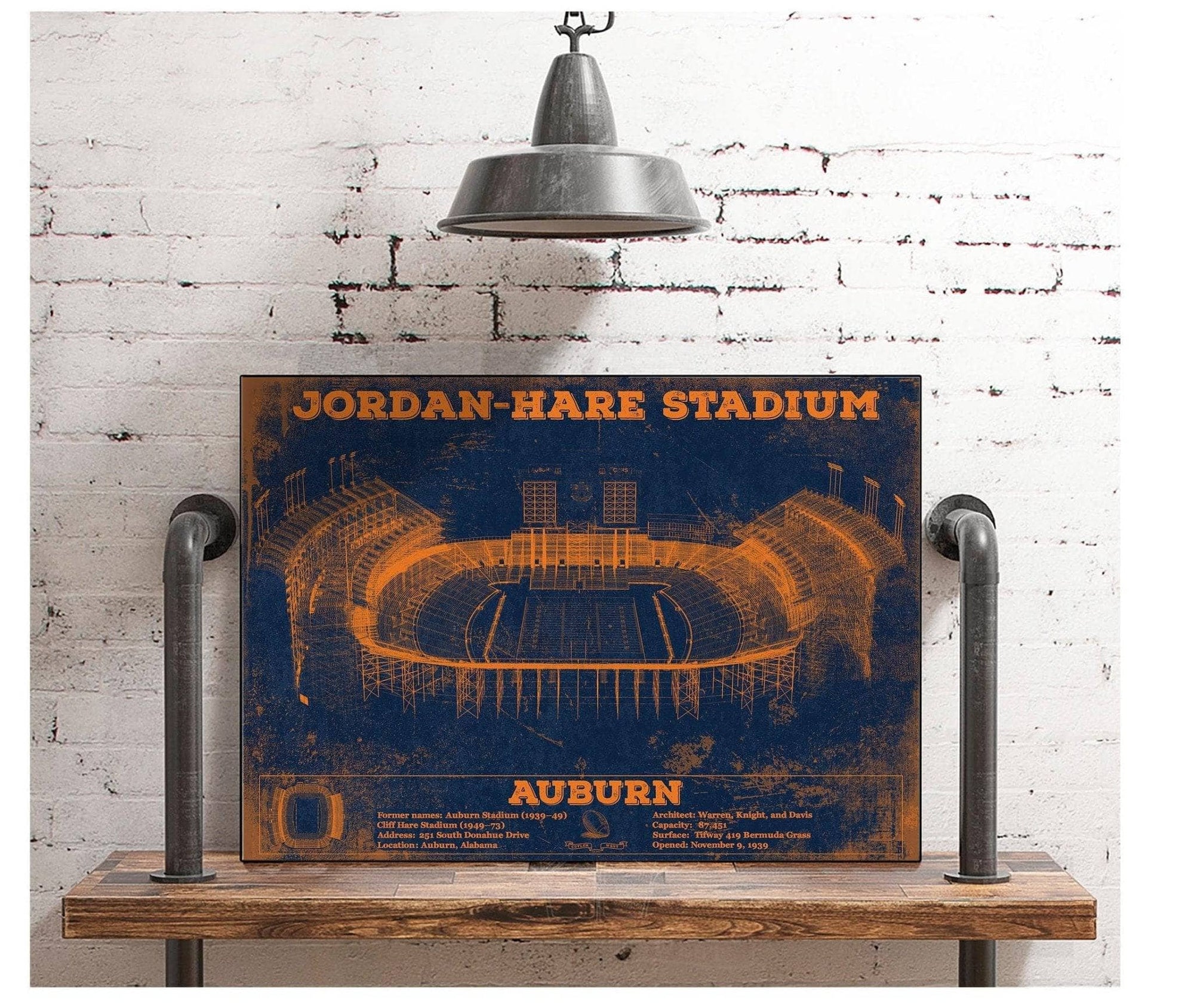 Cutler West Best Selling Collection Auburn Tigers Jordan Hare Vintage Stadium Blueprint