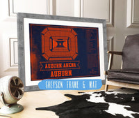 Cutler West Basketball Collection 14" x 11" / Greyson Frame & Mat Auburn Tigers Team Color Auburn Arena Vintage Stadium Blueprint 933350230_82906