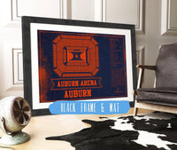 Cutler West Basketball Collection 14" x 11" / Black Frame & Mat Auburn Tigers Team Color Auburn Arena Vintage Stadium Blueprint 933350230_82900