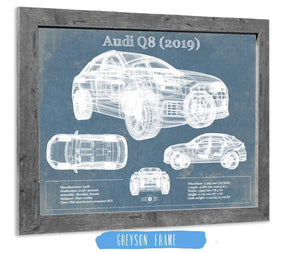 14" x 11" / Greyson Frame Cutler West Audi Q8 (2019) Blueprint Vintage Auto Print