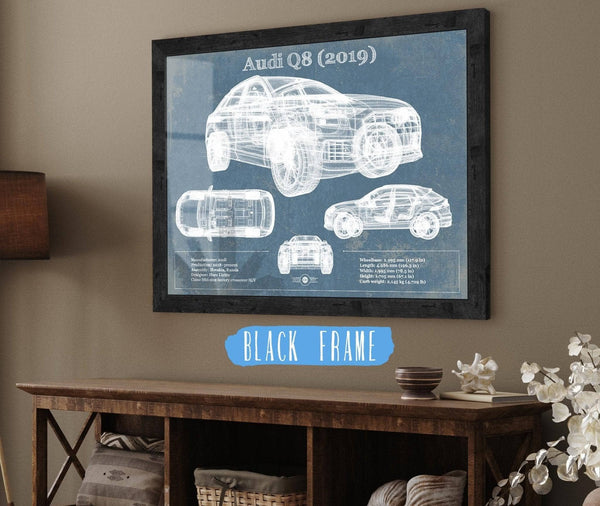 20" x 16" / Black Frame Cutler West Audi Q8 (2019) Blueprint Vintage Auto Print