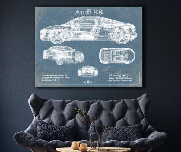 Cutler West Audi R8 Vintage Blueprint Auto Print