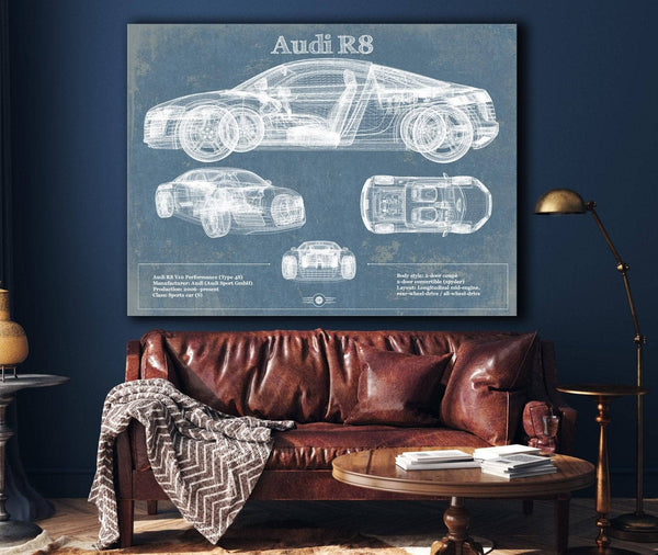 Cutler West Audi R8 Vintage Blueprint Auto Print
