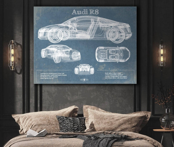 Cutler West Audi R8 Vintage Blueprint Auto Print