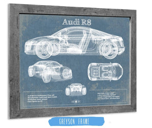 14" x 11" / Greyson Frame Cutler West Audi R8 Vintage Blueprint Auto Print