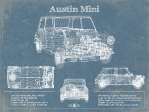 14" x 11" / Unframed Cutler West Austin Mini Blueprint Vintage Auto Print