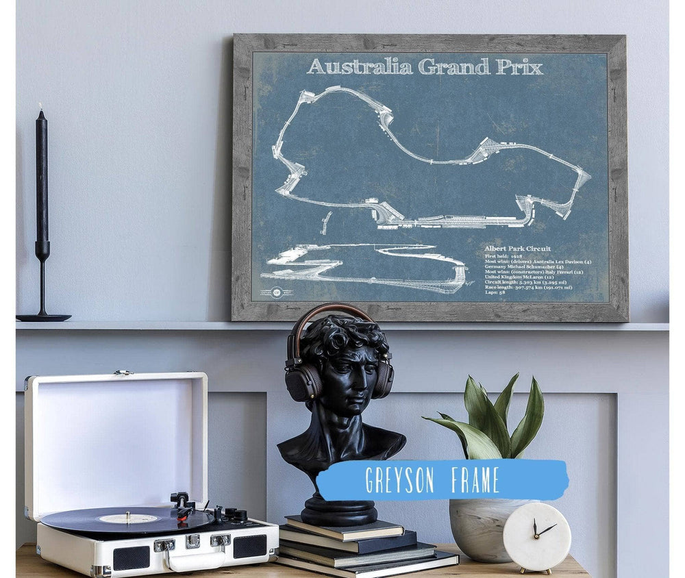14" x 11" / Stretched Canvas Wrap Cutler West Australian Grand Prix Formula One Blueprint Race Track Print