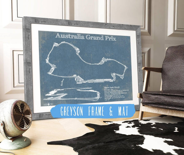 14" x 11" / Greyson Frame & Mat Cutler West Australian Grand Prix Formula One Blueprint Race Track Print