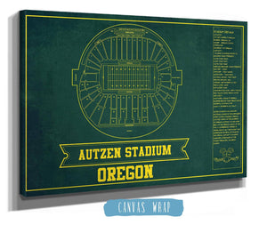 Cutler West Autzen Stadium Blueprint Team Color Art Chart - Oregon Ducks Football Fan Print