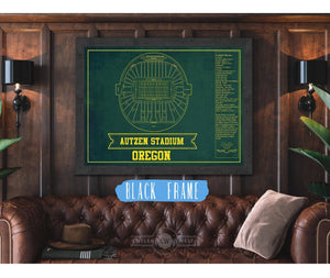 Cutler West Autzen Stadium Blueprint Team Color Art Chart - Oregon Ducks Football Fan Print