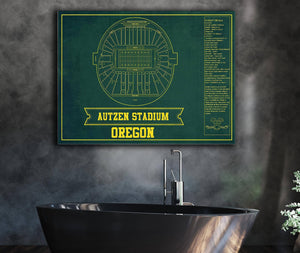 Cutler West Autzen Stadium Blueprint Team Color Art Chart - Oregon Ducks Football Fan Print