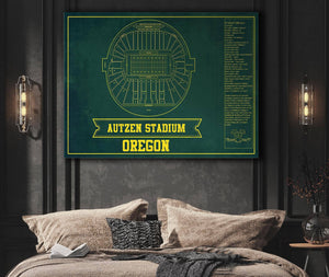 Cutler West Autzen Stadium Blueprint Team Color Art Chart - Oregon Ducks Football Fan Print