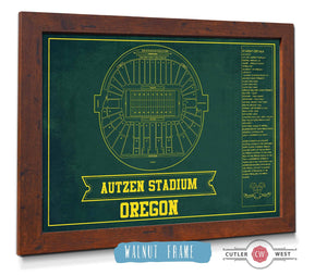 Cutler West Autzen Stadium Blueprint Team Color Art Chart - Oregon Ducks Football Fan Print
