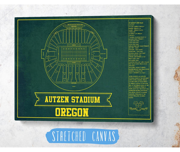 Cutler West Autzen Stadium Blueprint Team Color Art Chart - Oregon Ducks Football Fan Print